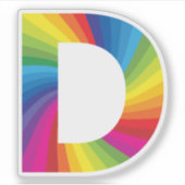 Schattige kleurrijk regenboogalfabet D Sticker (Voorkant)