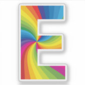 Schattige kleurrijk regenboogalfabet E Sticker (Voorkant)