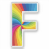 Schattige kleurrijk regenboogalfabet F Sticker (Voorkant)