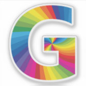 Schattige kleurrijk regenboogalfabet G Sticker (Voorkant)