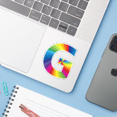 Schattige kleurrijk regenboogalfabet G Sticker (Laptop met iPhone)