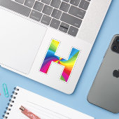 Schattige kleurrijk regenboogalfabet H Sticker (Laptop met iPhone)
