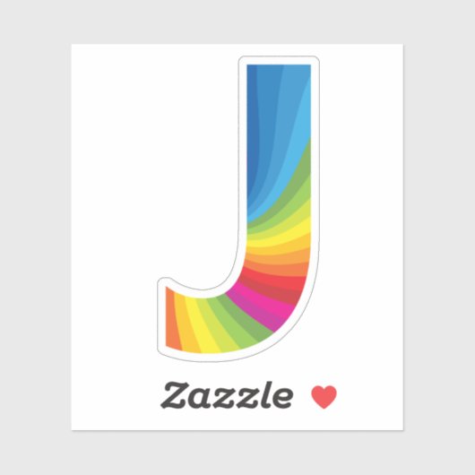 Schattige kleurrijk regenboogalfabet J Sticker (Vel)