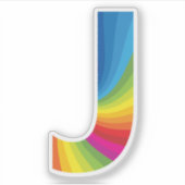 Schattige kleurrijk regenboogalfabet J Sticker (Voorkant)