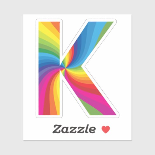 Schattige kleurrijk regenboogalfabet K Sticker (Vel)