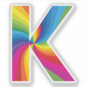 Schattige kleurrijk regenboogalfabet K Sticker (Voorkant)