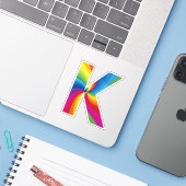 Schattige kleurrijk regenboogalfabet K Sticker (Laptop met iPhone)