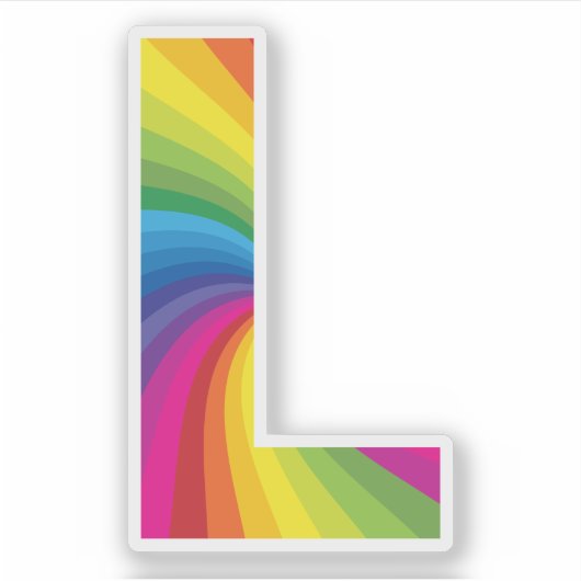 Schattige kleurrijk regenboogalfabet L Sticker (Voorkant)