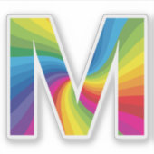 Schattige kleurrijk regenboogalfabet M Sticker (Voorkant)