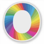 Schattige kleurrijk regenboogalfabet O Sticker (Voorkant)
