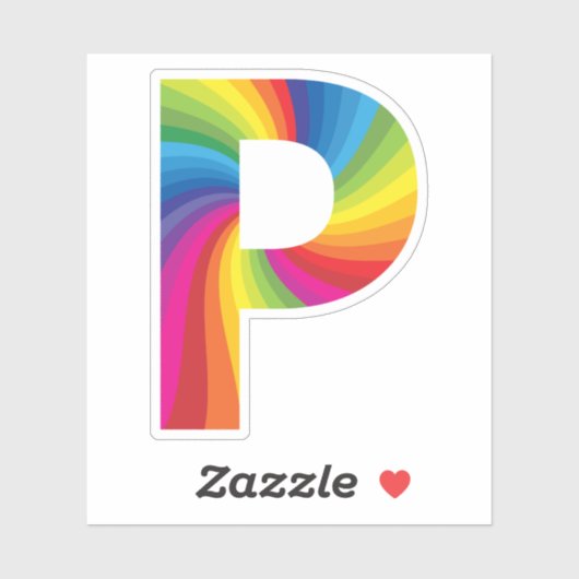 Schattige kleurrijk regenboogalfabet P Sticker (Vel)