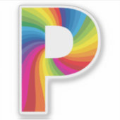 Schattige kleurrijk regenboogalfabet P Sticker (Voorkant)