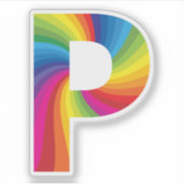Schattige kleurrijk regenboogalfabet P Sticker (Voorkant)