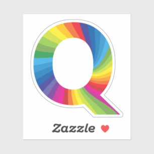 Schattige kleurrijk regenboogalfabet Q Sticker