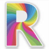 Schattige kleurrijk regenboogalfabet R Sticker (Voorkant)