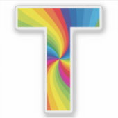 Schattige kleurrijk regenboogalfabet T Sticker (Voorkant)