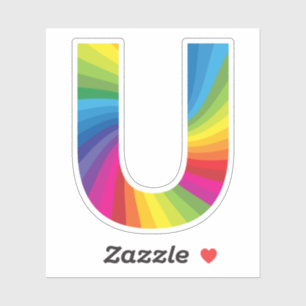 Schattige kleurrijk regenboogalfabet U Sticker