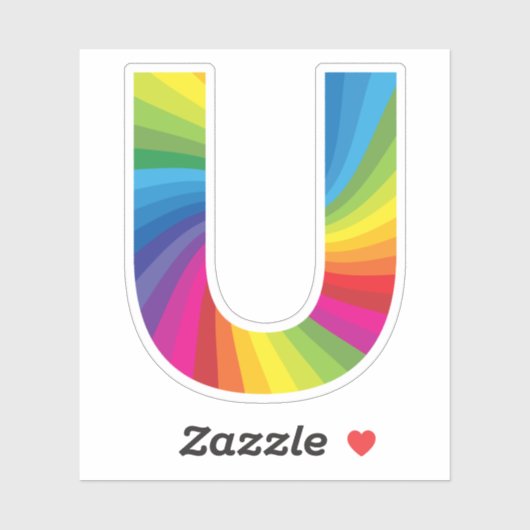 Schattige kleurrijk regenboogalfabet U Sticker (Vel)