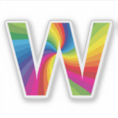 Schattige kleurrijk regenboogalfabet W Sticker (Voorkant)