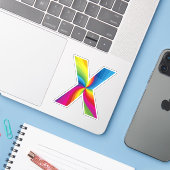 Schattige kleurrijk regenboogalfabet X Sticker (Laptop met iPhone)