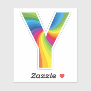 Schattige kleurrijk regenboogalfabet Y Sticker
