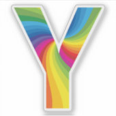 Schattige kleurrijk regenboogalfabet Y Sticker (Voorkant)