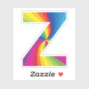 Schattige kleurrijk regenboogalfabet Z Sticker
