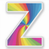 Schattige kleurrijk regenboogalfabet Z Sticker (Voorkant)