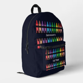 Schattige kleurrijk regenboogkrijt gepersonaliseer bedrukte rugzak