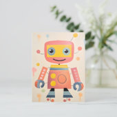 Schattige Kleurrijk Robot Briefkaart voor Kinderen (Staand voorkant)