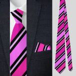 Schattige Kleurrijk Roze Streeppatroon Stropdas<br><div class="desc">De schattige kleurrijke roze strepen patroon stropdas is een perfect cadeau voor Kerstmis en verjaardagen.</div>