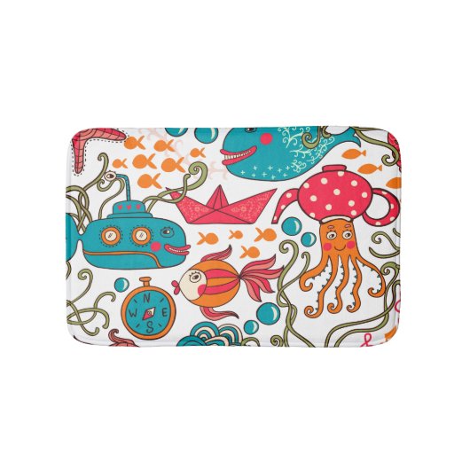 Schattige kleurrijk See-Life illustratiepatroon 2a Badmat (Voorkant)