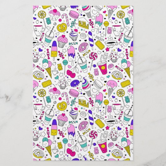 Schattige Kleurrijk Snoep Sweet Pattern Briefpapier (Voorkant)