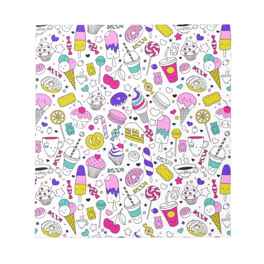 Schattige Kleurrijk Snoep Sweet Pattern Notitieblok (Voorkant)