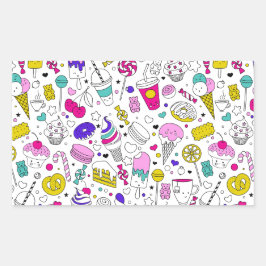 Schattige Kleurrijk Snoep Sweet Pattern Rechthoekige Sticker