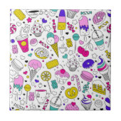 Schattige Kleurrijk Snoep Sweet Pattern Tegeltje (Voorkant)