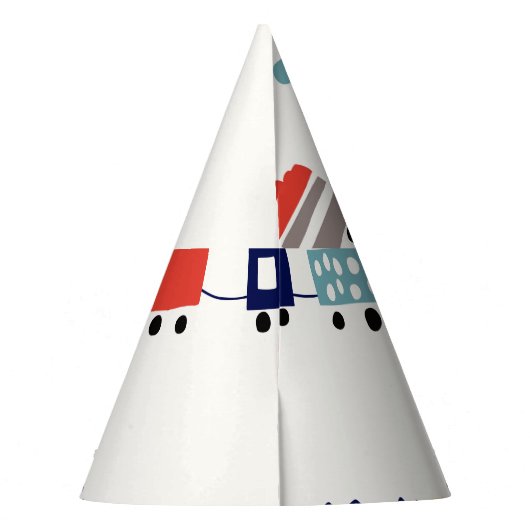 Schattige, kleurrijk treinennaadloos patroon. feesthoedjes (Achterkant)