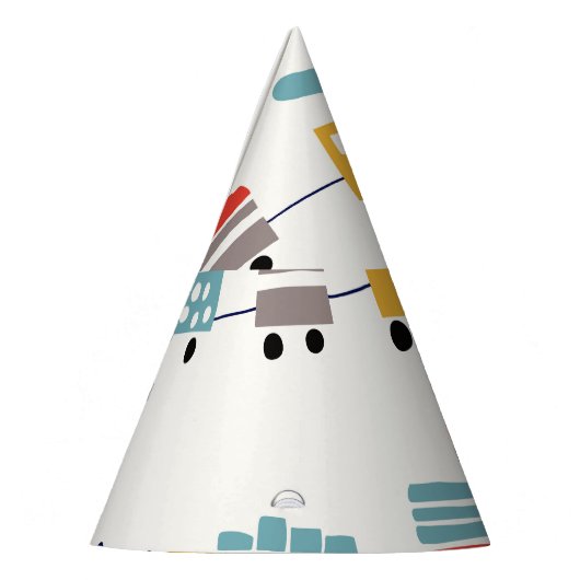 Schattige, kleurrijk treinennaadloos patroon. feesthoedjes (Links)