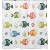 Schattige kleurrijk tropisch vispatroon douchegordijn (Voorkant)