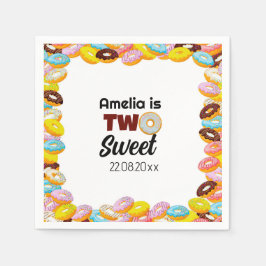 Schattige & Kleurrijk Twee Lief Donut 2e Verjaarda Servet