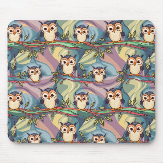 Schattige kleurrijk uil patroon muismat (Voorkant)