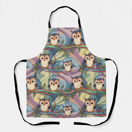 Schattige kleurrijk uil patroon schort (Voorkant)