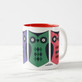 Schattige Kleurrijk Uilen Variety Pack Tweekleurige Koffiemok (Voorkant rechts)