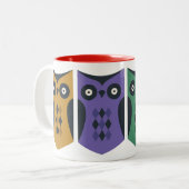 Schattige Kleurrijk Uilen Variety Pack Tweekleurige Koffiemok (Voorkant links)