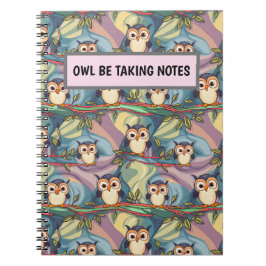Schattige Kleurrijk Uilenpatroon Gepersonaliseerd Notitieboek