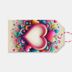 Schattige Kleurrijk Valentijnsdag hart Cadeaulabel