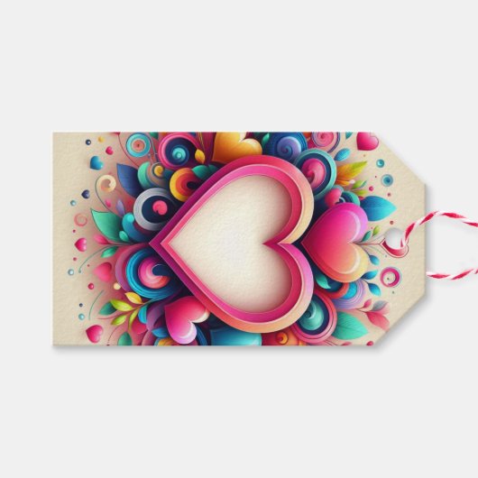 Schattige Kleurrijk Valentijnsdag hart Cadeaulabel (Voorkant (Horizontaal))