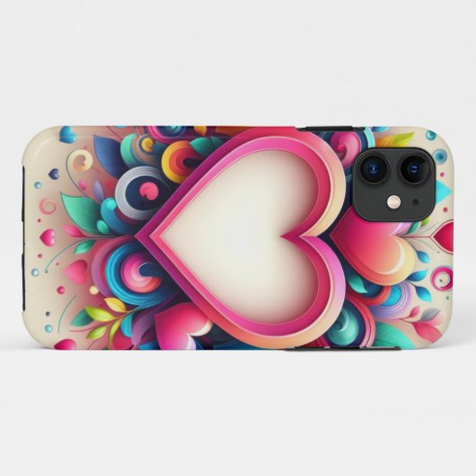 Schattige Kleurrijk Valentijnsdag hart Case-Mate iPhone Case (Achterkant (horizontaal))