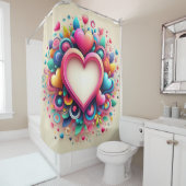 Schattige Kleurrijk Valentijnsdag hart Douchegordijn (In situ)
