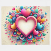 Schattige Kleurrijk Valentijnsdag hart Fleece Deken (Voorkant (Horizontaal))
